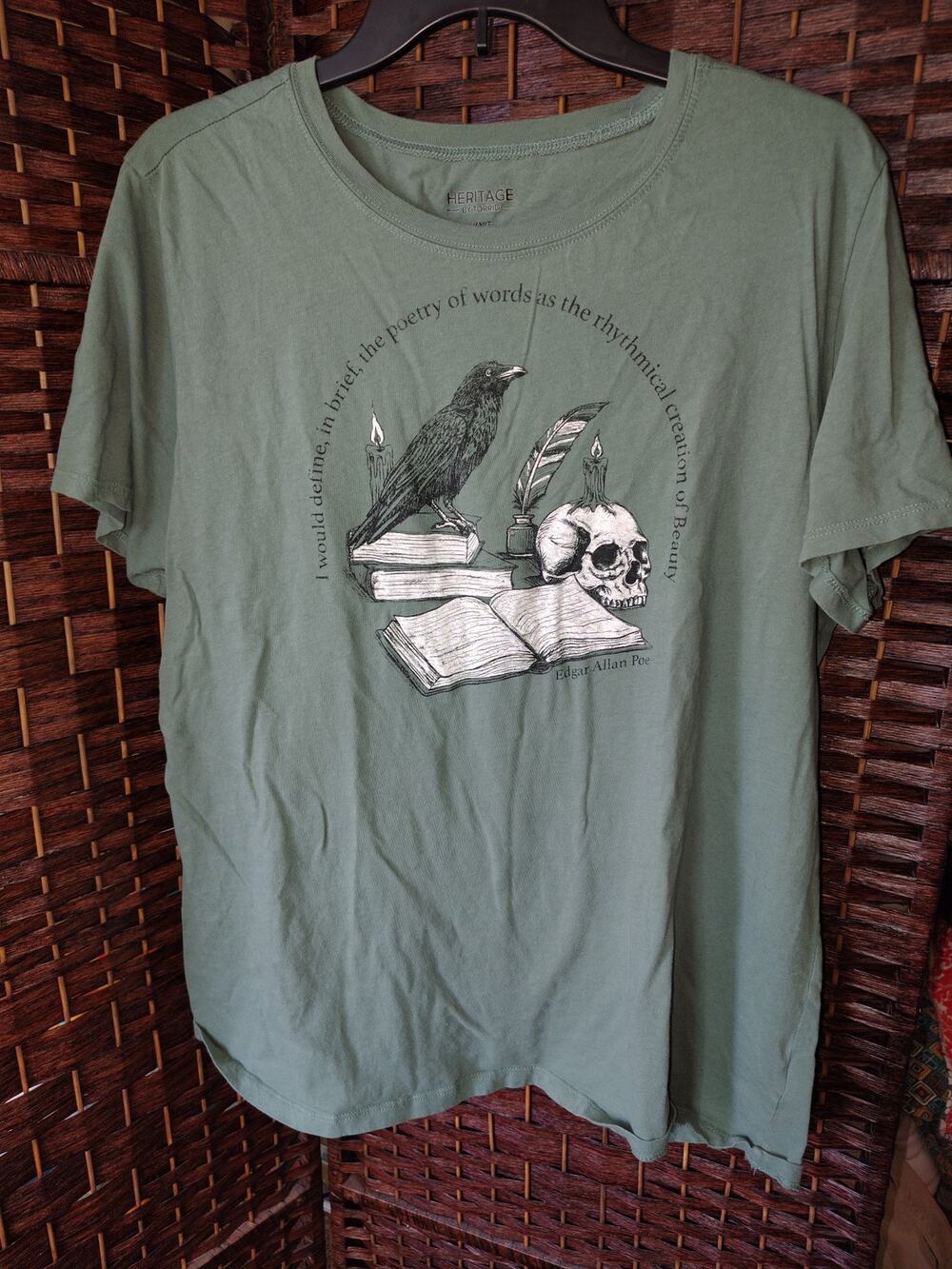Torrid Edgar Allen Poe knit tee T Shirt 1 XL Skull Gothic Raven